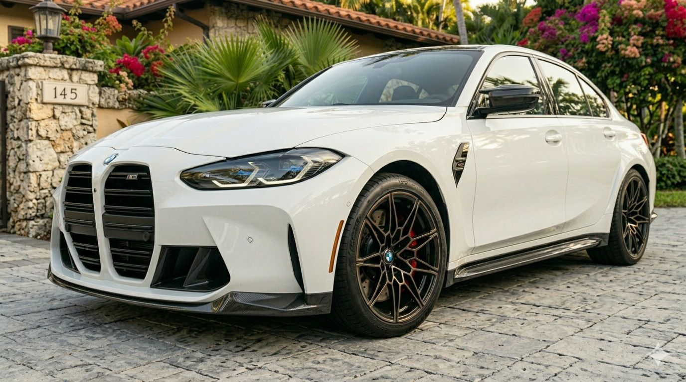 Freshly detailed sedan, glossy exterior